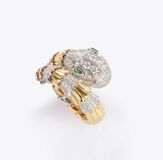 Bicolour Schlangen-Ring mit Brillant-Besatz - Bild 3