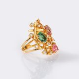 Mehrfarbiger Turmalin Ring mit Brillanten - Bild 2
