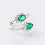 Moi-et-Toi Emerald Diamond Ring - image 2