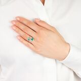 Moi-et-Toi Emerald Diamond Ring - image 3