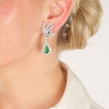 Pair of highcarat Emerald Diamond Earpendants - image 2