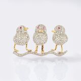 Aparte Diamant-Brosche 'Petits oiseaux'