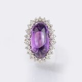 Amethyst Diamond Jewelry Set with Ring and Pendant - image 1