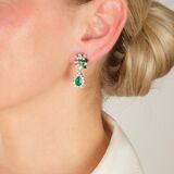 Pair of fine Emerald Diamond Earrings - image 2