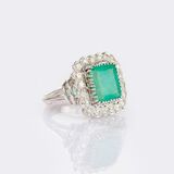 Large Emerald Diamond Ring - image 2