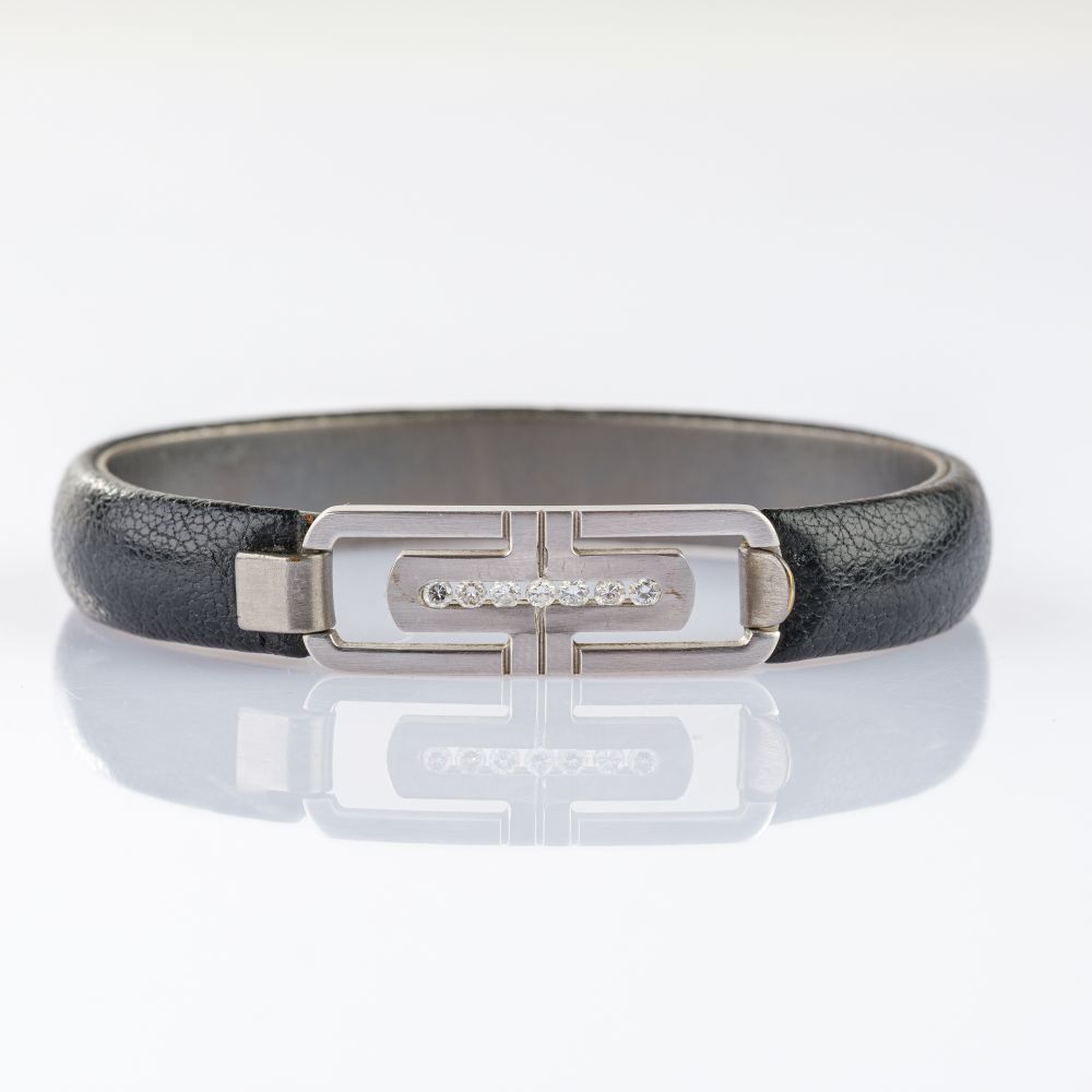 Bulgari - 'Parentesi' Leather Bracelet with Diamonds 'Parentesi' Leather Bracelet with Diamonds