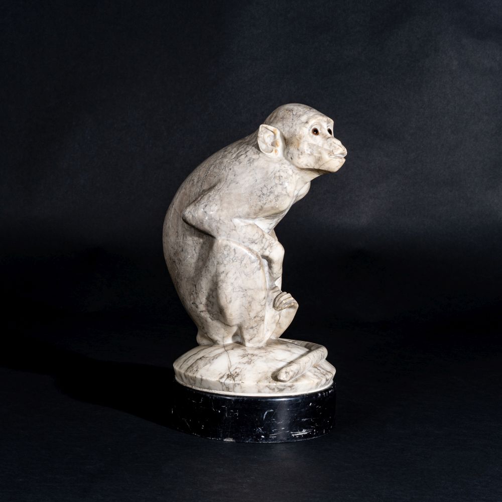 A Rare Marble Sculpture 'Rhesus Monkey' - image 6