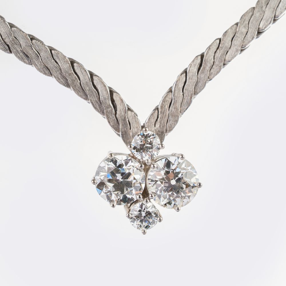 Old Cut Diamond Pendant on Necklace