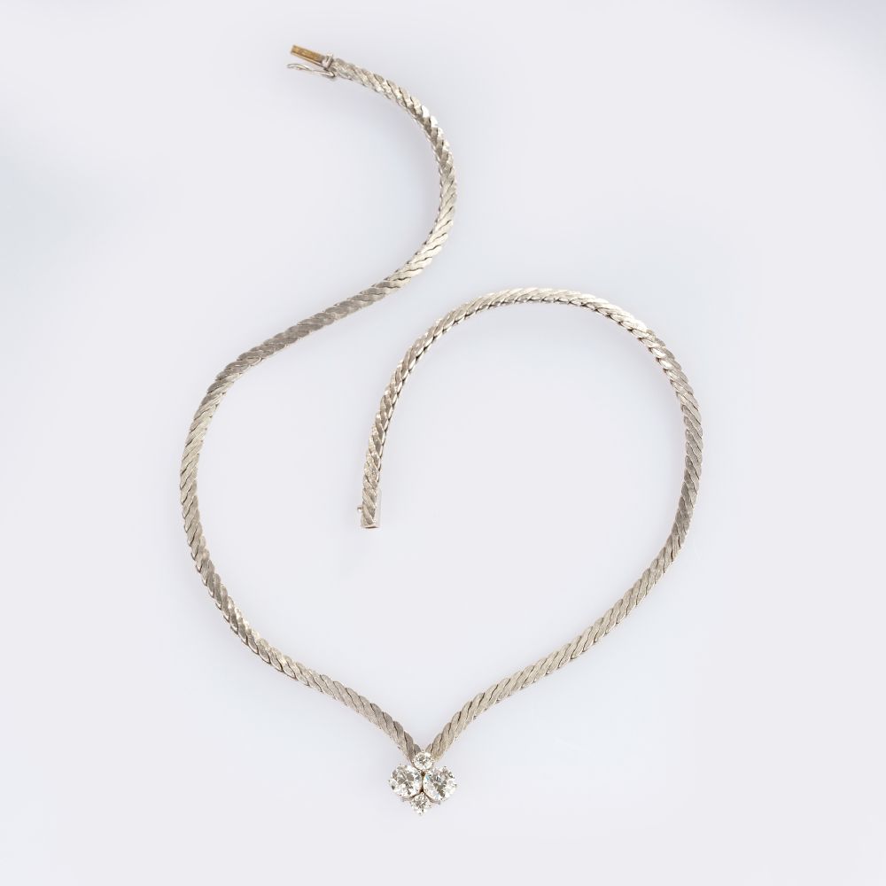 Old Cut Diamond Pendant on Necklace - image 3