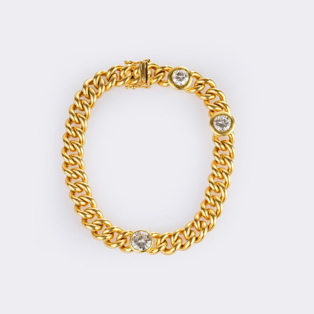 Curb-Chain Bracelet with Rare-White Diamonds - image 2