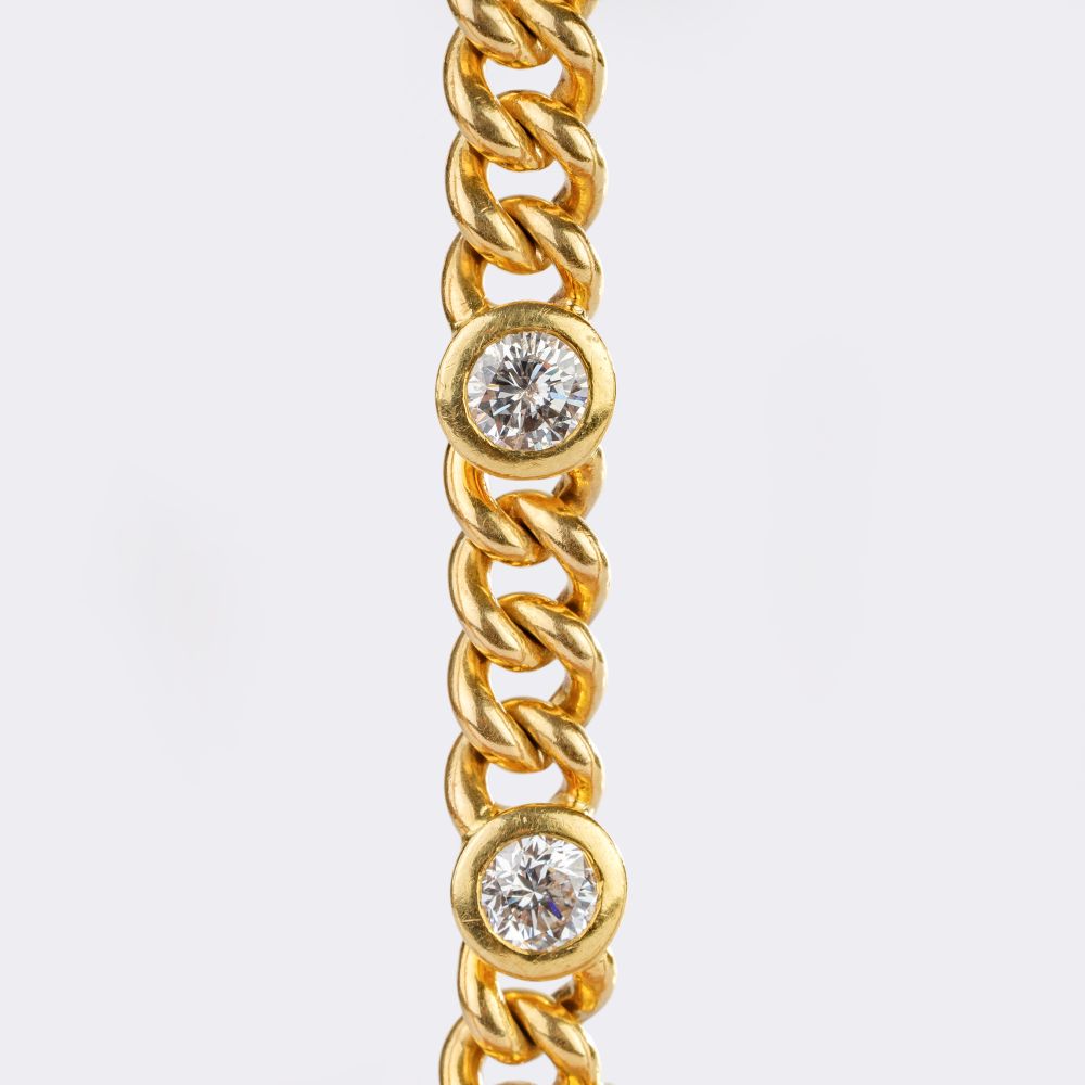 Curb-Chain Bracelet with Rare-White Diamonds - image 3