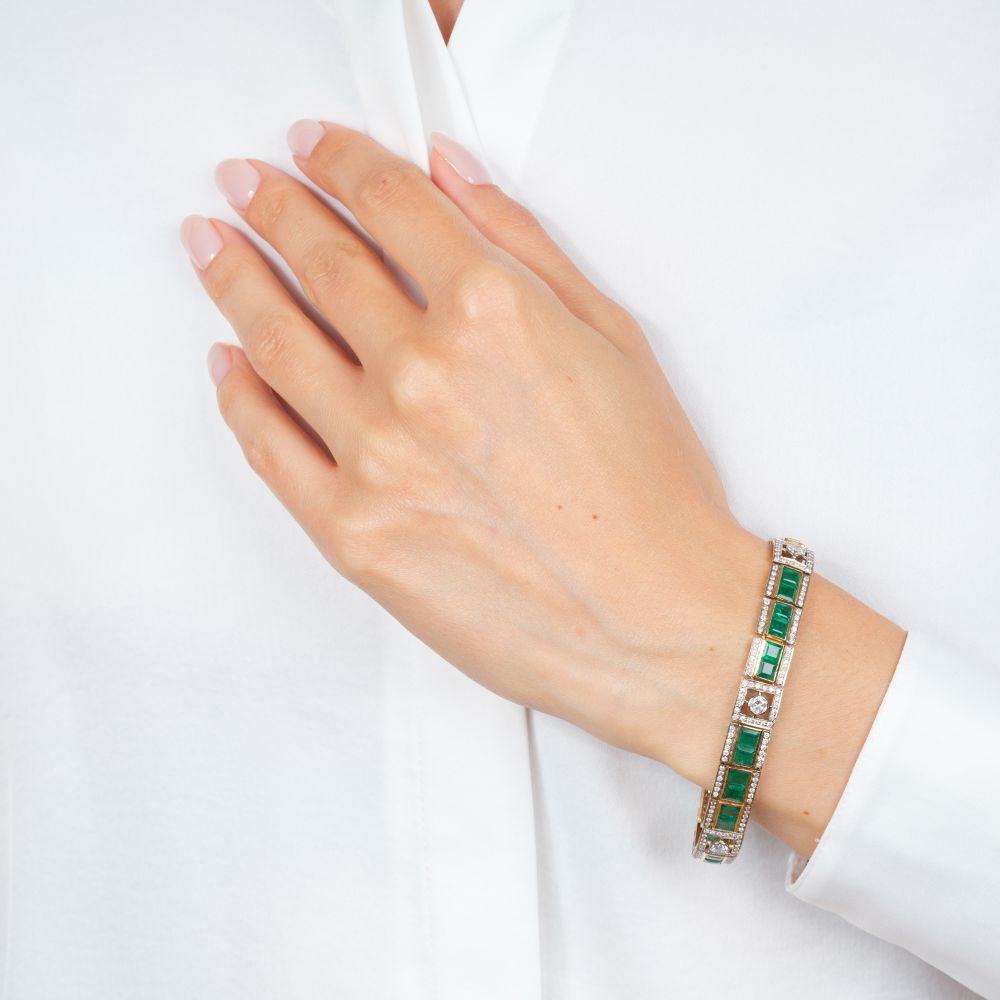 Elegantes Brillant Smaragd Armband - Bild 3