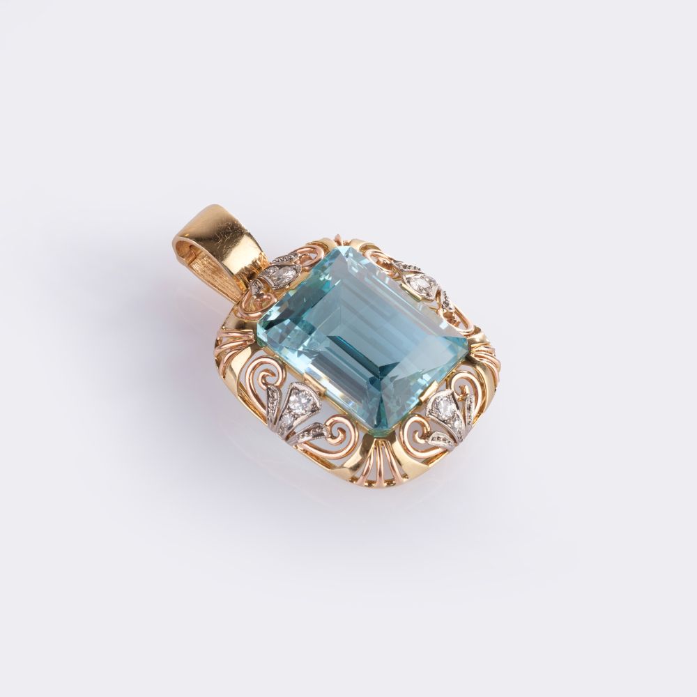 Aquamarine Diamond Pendant - image 2