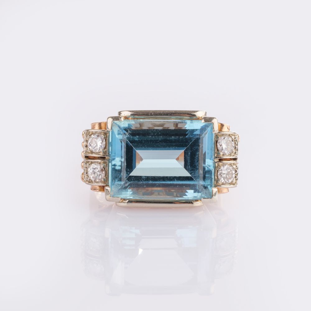 Aquamarine Diamond Ring