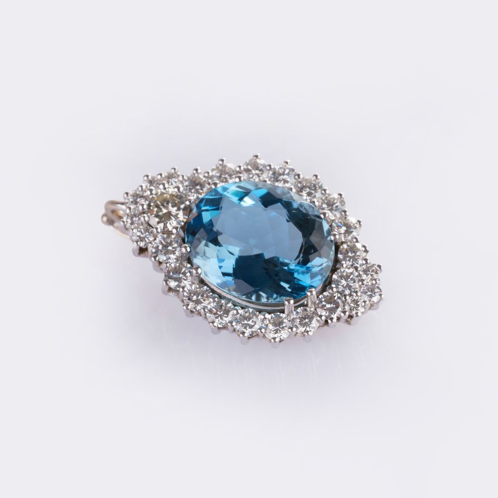 Fine Aquamarine Diamond Pendant - image 2