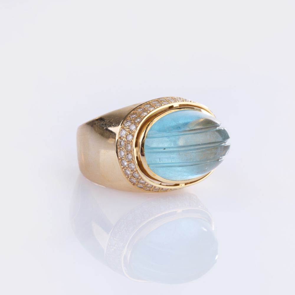 Aquamarine Diamond Ring