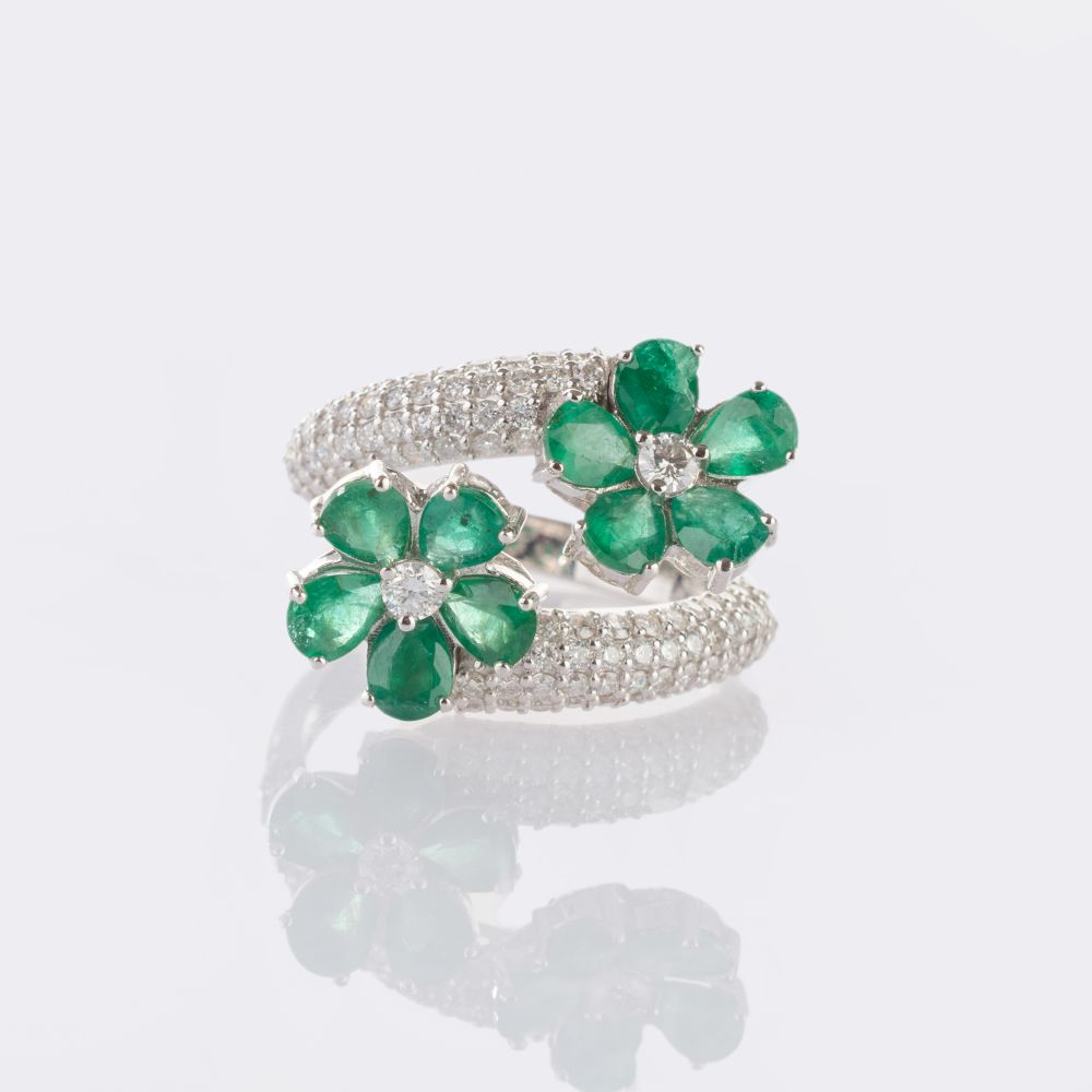 Smaragd Brillant Blütenring 'Fleur verte'
