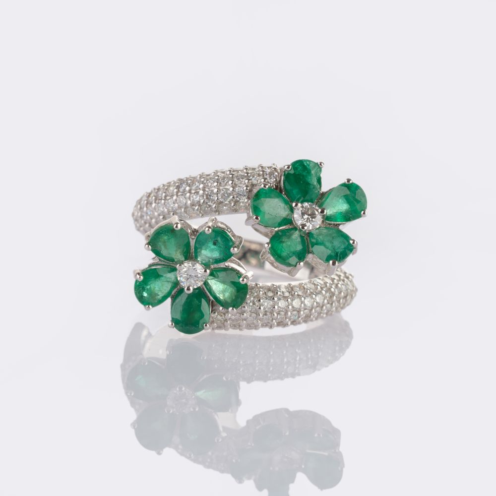 Smaragd Brillant Blütenring 'Fleur verte' - Bild 2