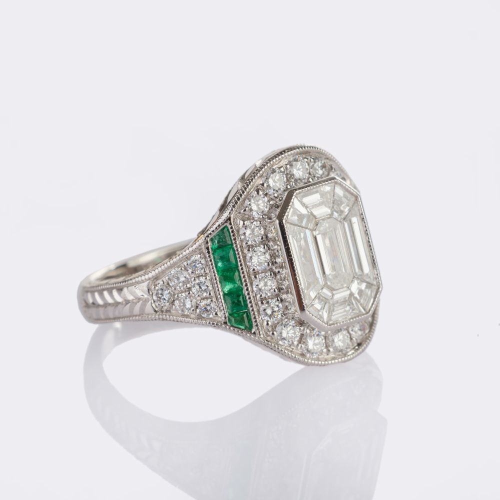 Diamond Emerald Ring - image 2
