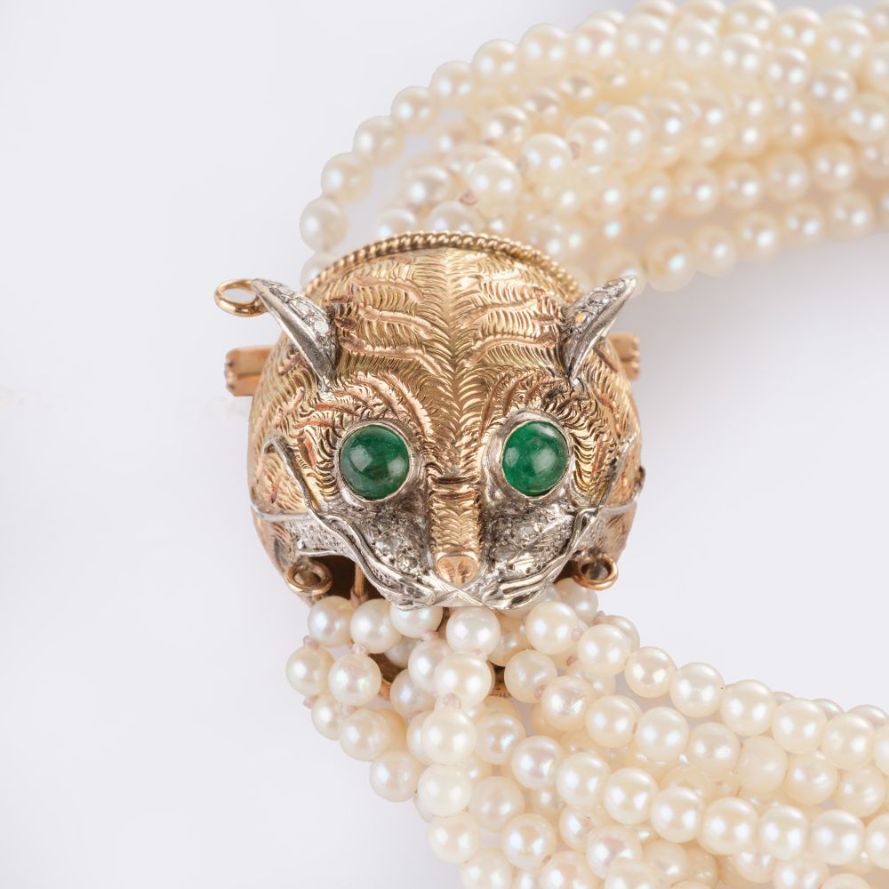 Pearl Bracelet with Animal Head 'Big Cat' - image 2
