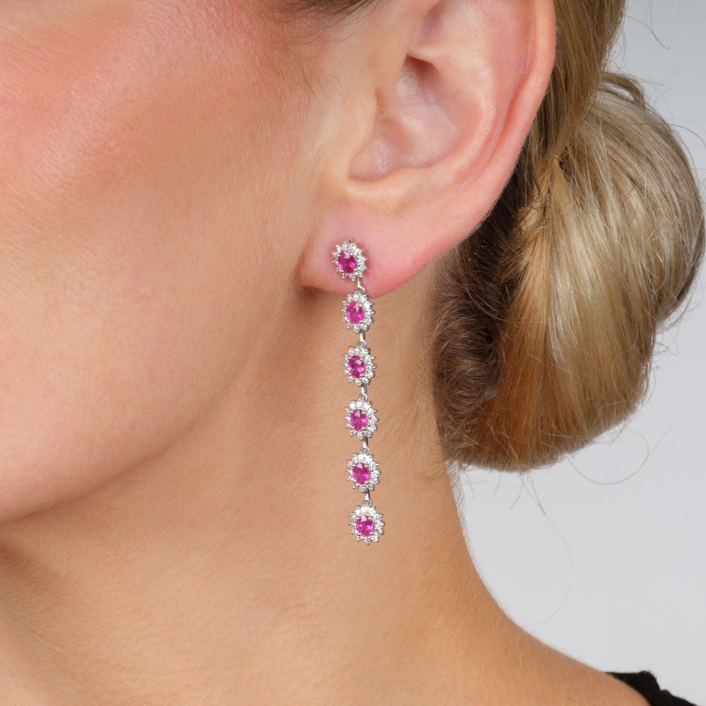 Pair of Ruby Diamond Earpendants - image 2