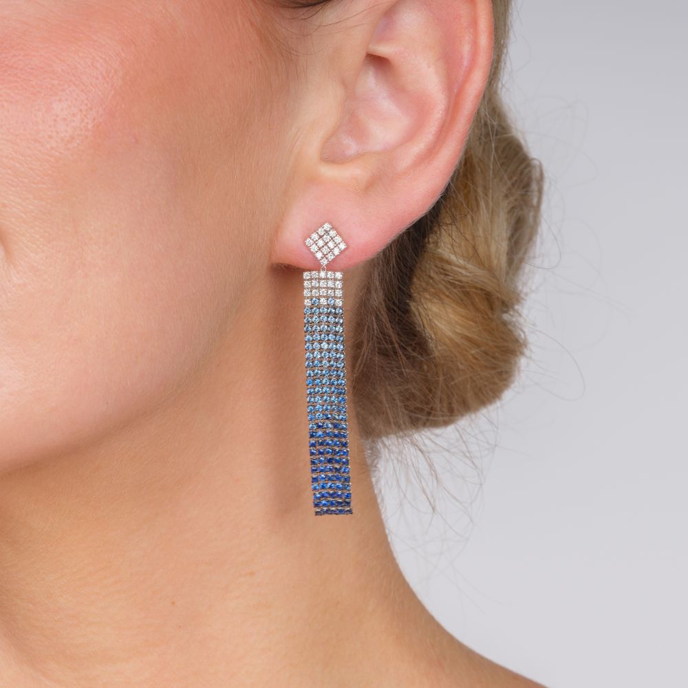 Pair of Sapphire Diamond Earrings - image 2