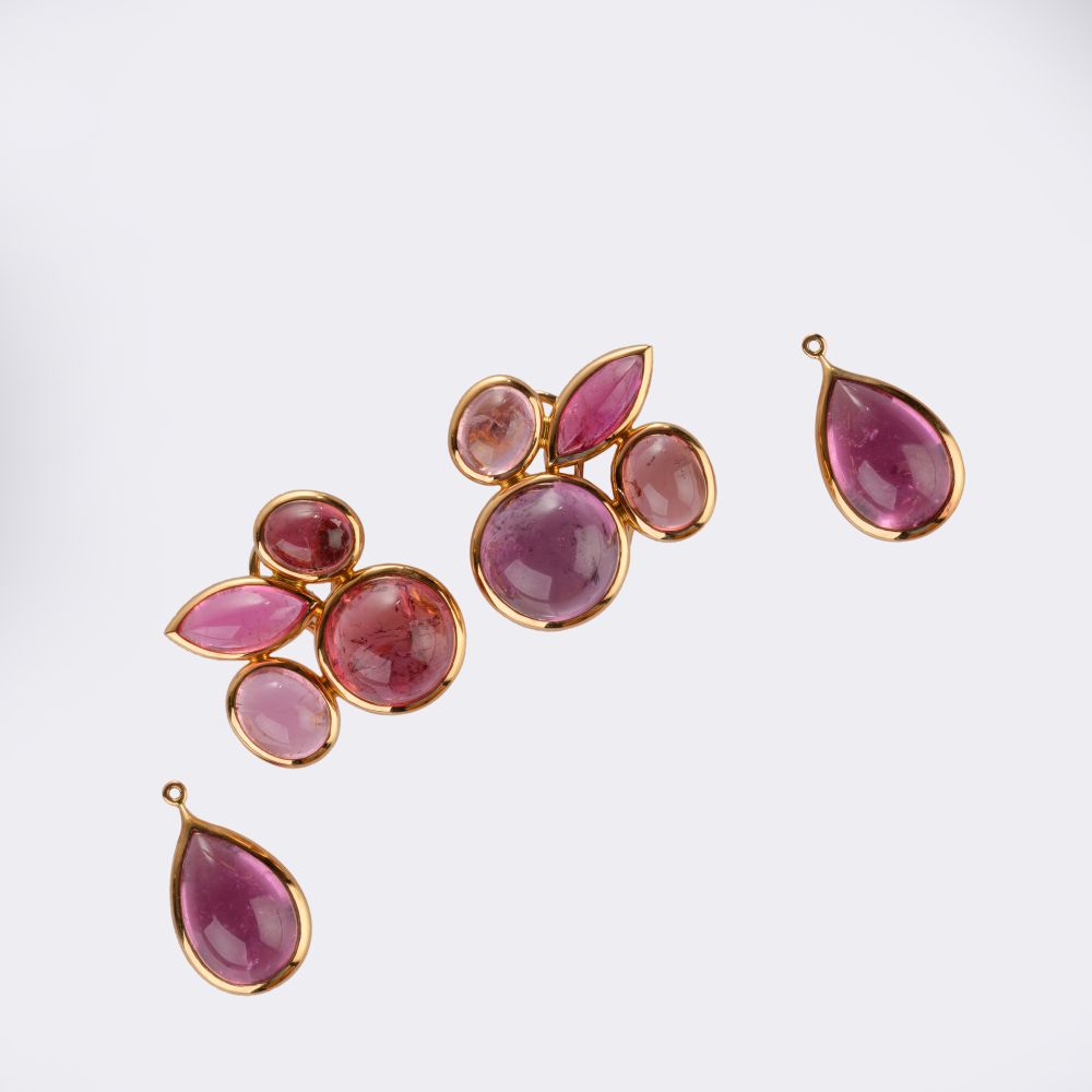 Pair of colour-fine Pink Tourmaline Earpendants - image 2