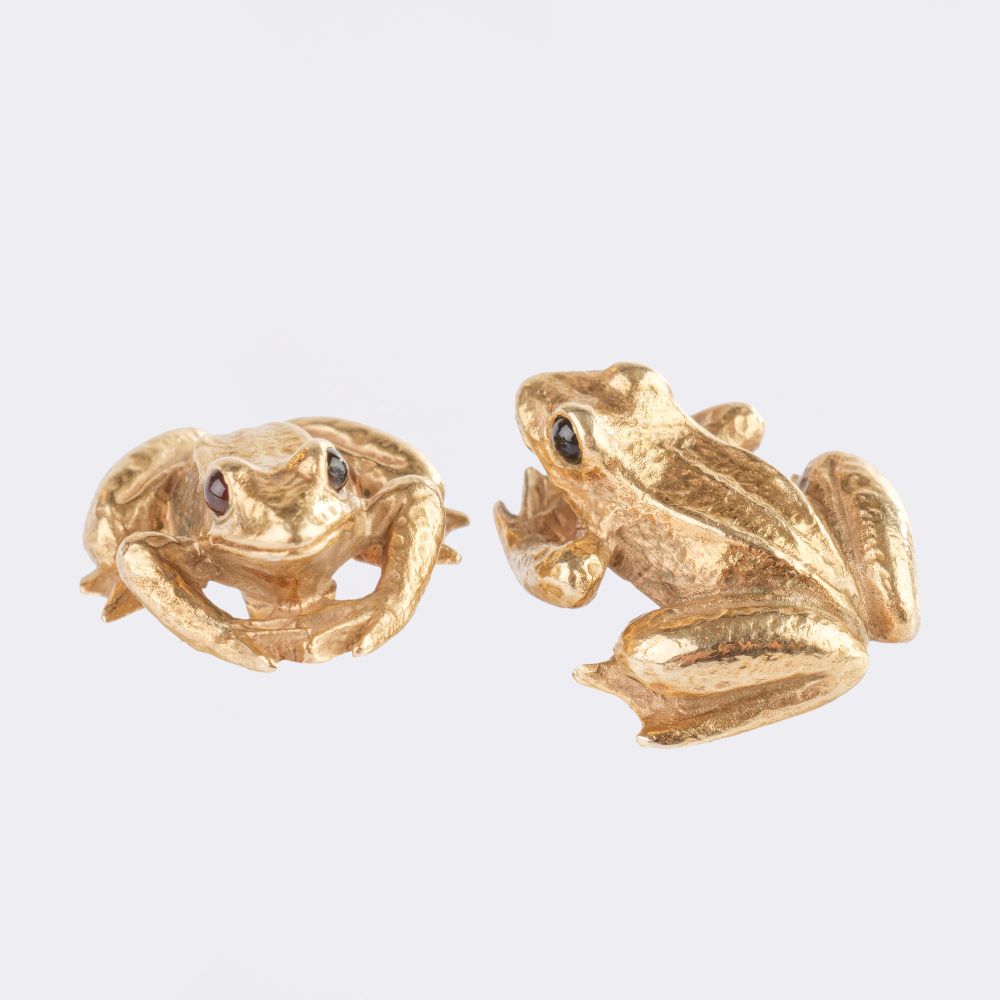 Pair of English Cufflinks with Animal Depictions 'Frog'