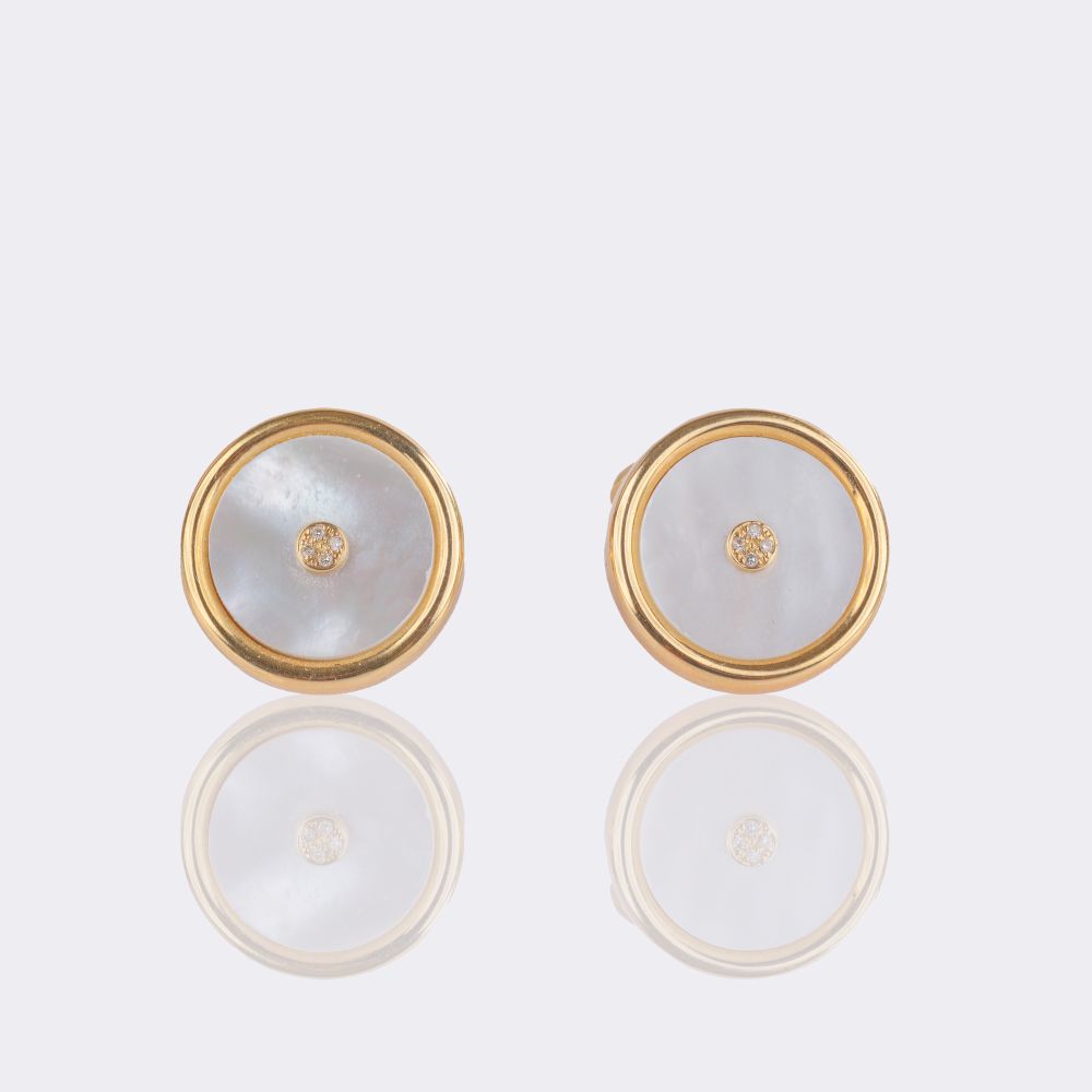 Pair of Mother-of-Pearl Diamond Cufflinks