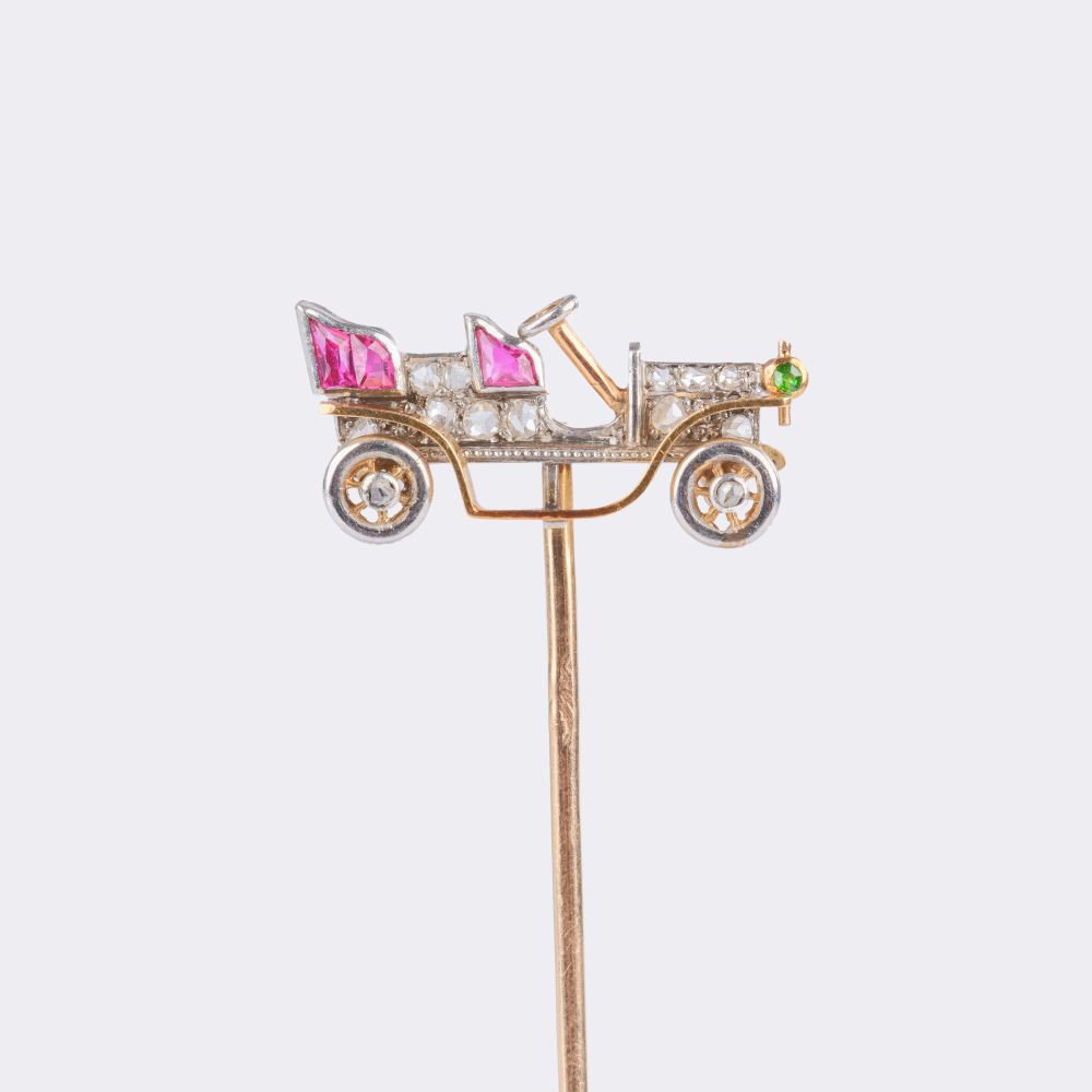 Novelty-Jewellerypiece Needle with Gemstones 'Automobile'