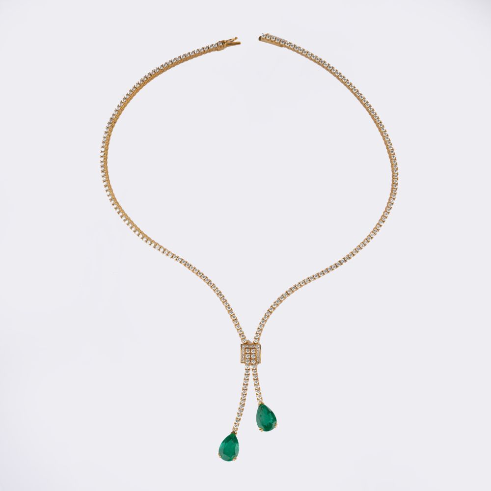 Highcarat extraordinary fine Emerald Diamond Necklace - image 3
