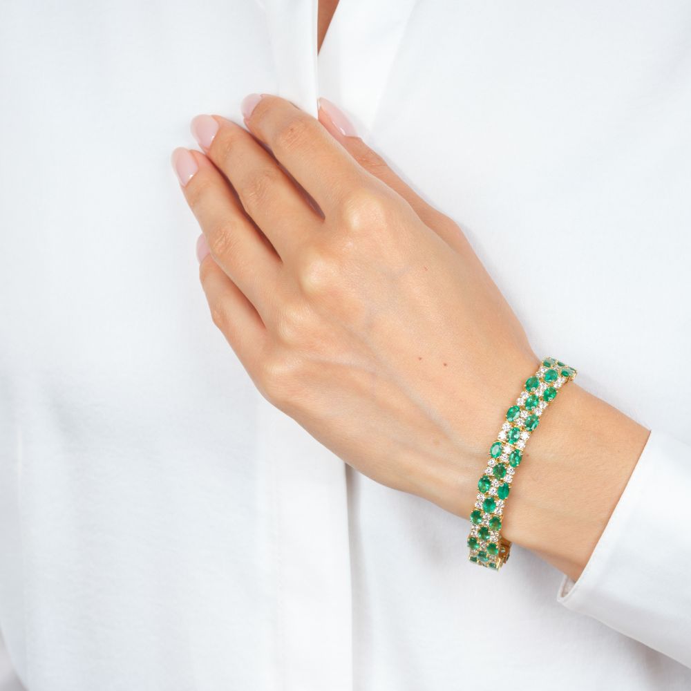 Feines Smaragd Brillant Armband - Bild 3