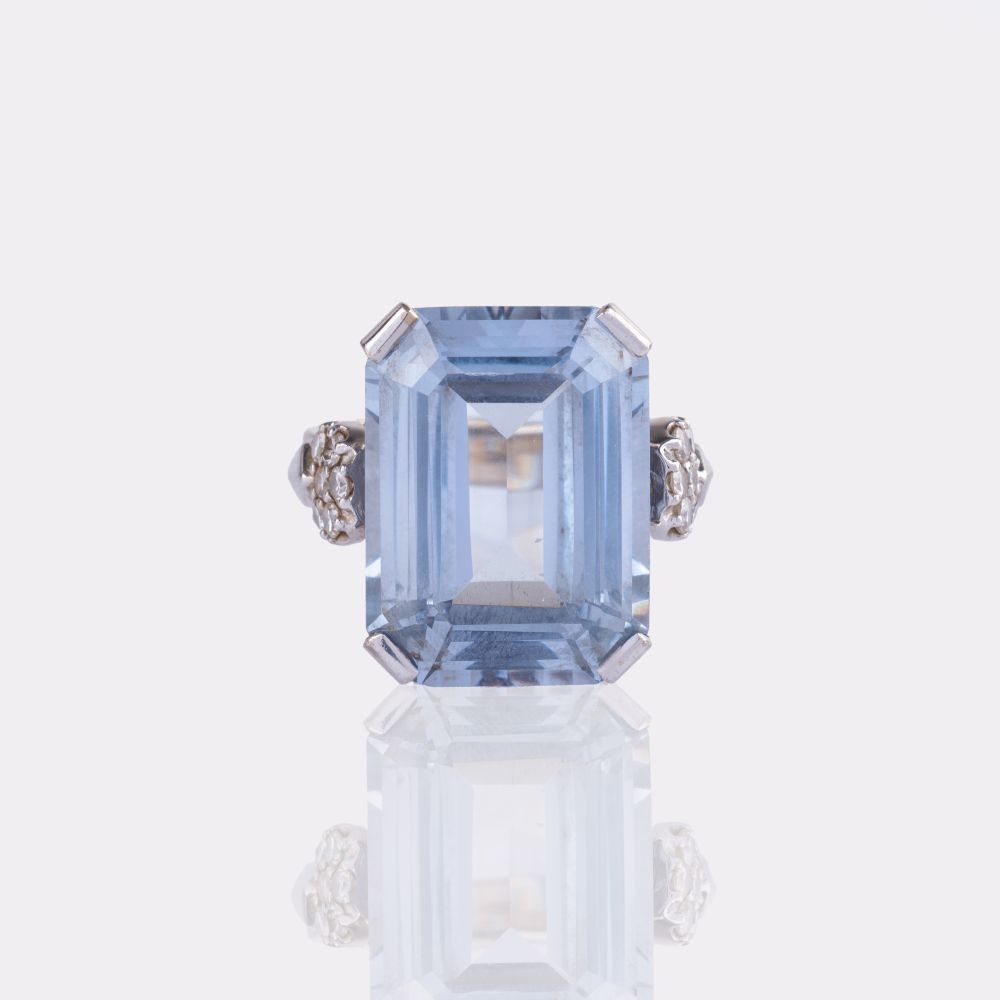 Aquamarine Ring with Diamonds