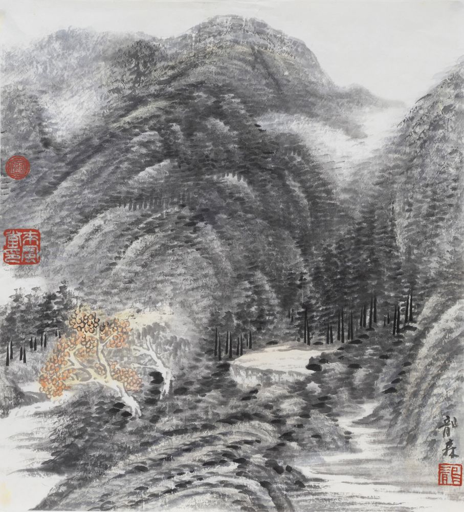 Longsen Xu - Landscape with red Tree Landscape with red Tree