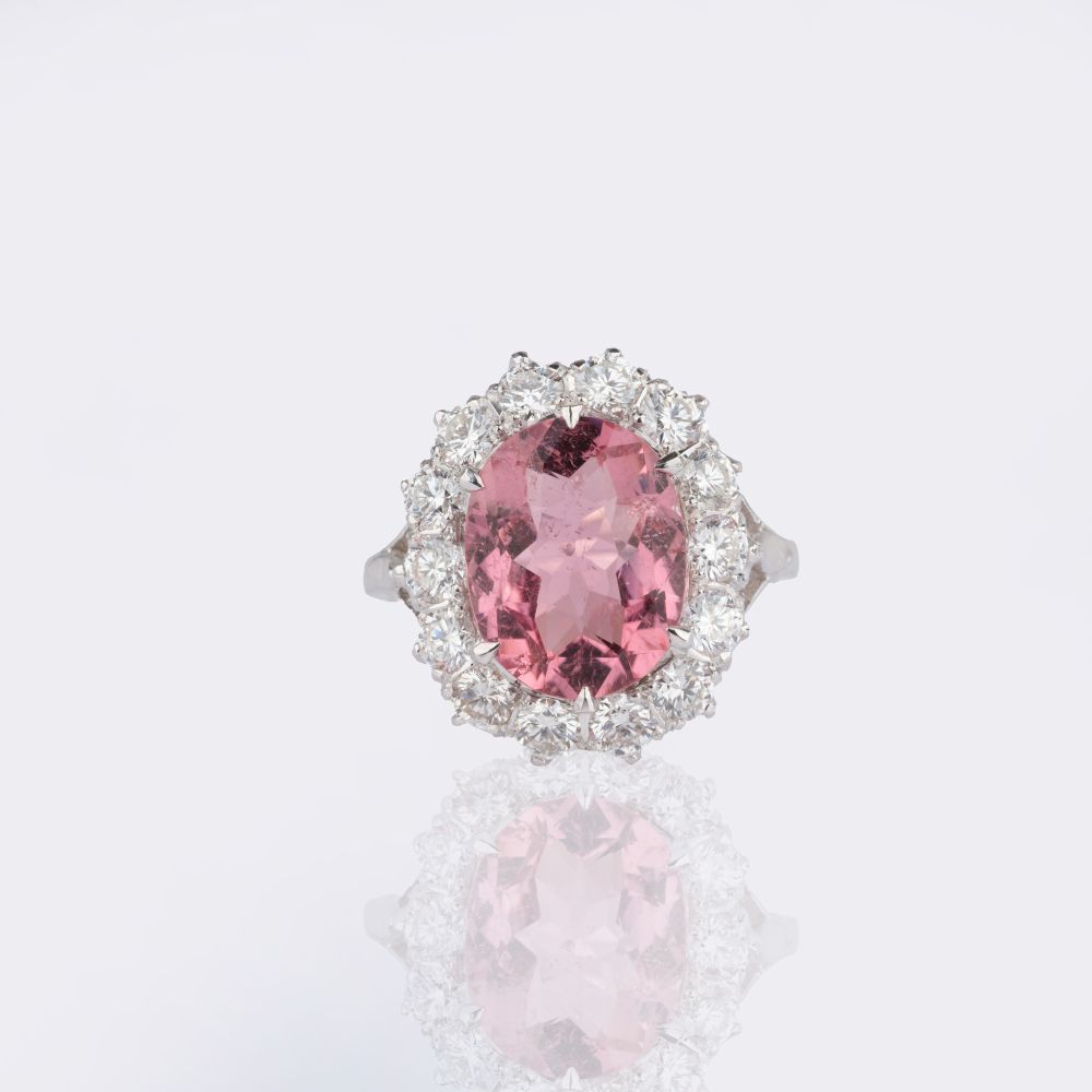 an Elegant Pink Tourmaline Diamond Ring