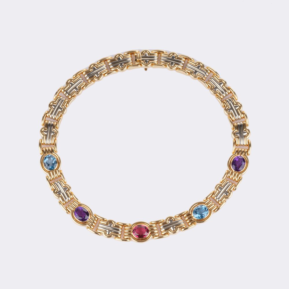 Bulgari - 'Parentesi' Gold Necklace with Multicolor Precious Gemstones 'Parentesi' Gold Necklace with Multicolor Precious Gemstones