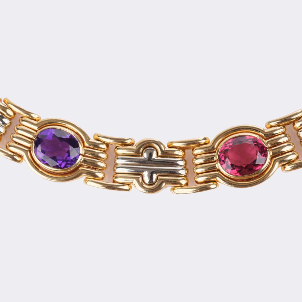 'Parentesi' Gold Necklace with Multicolor Precious Gemstones - image 2