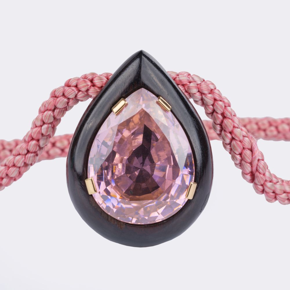 Highcarat, colourful Pink Tourmaline Pendant on Silk Cord - image 2