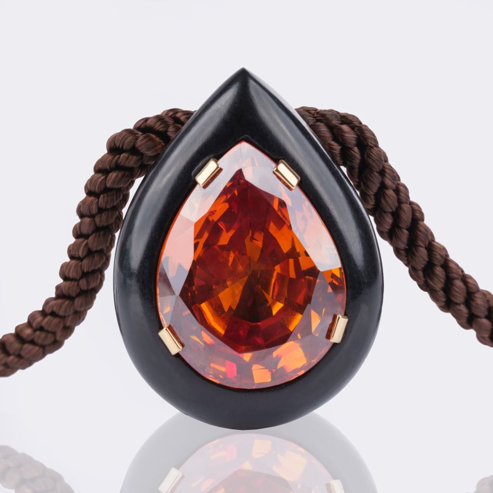 High-Carat 'Madeira' Citrine Pendant an Silk Cord - image 2