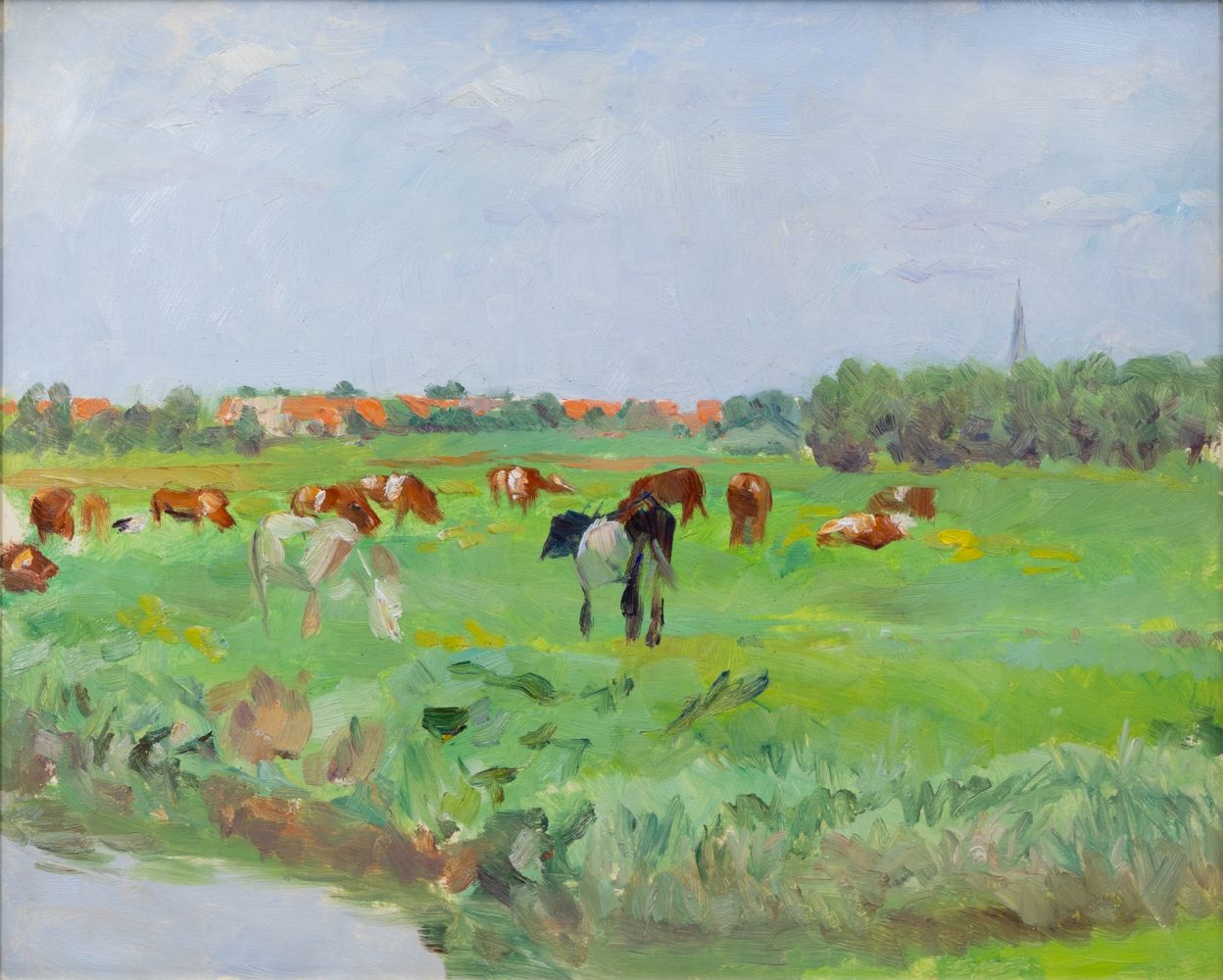 Weite Landschaft mit Kühen