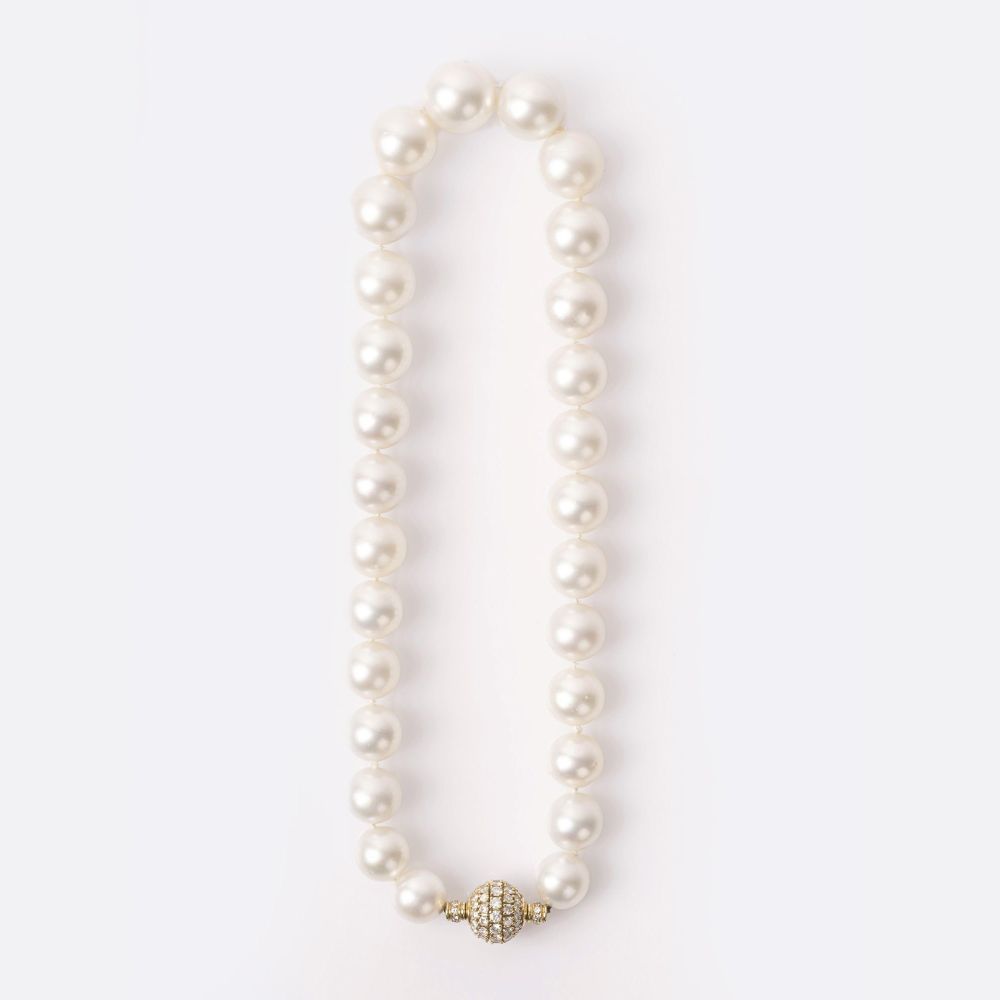 Southsea Pearl Necklace with Diamond Clasp - image 2