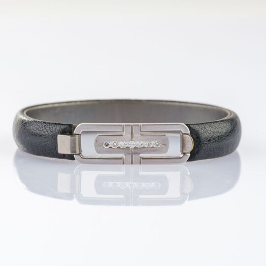  'Parentesi' Leather Bracelet with Diamonds