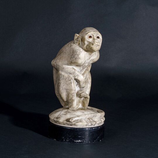 A Rare Marble Sculpture 'Rhesus Monkey'