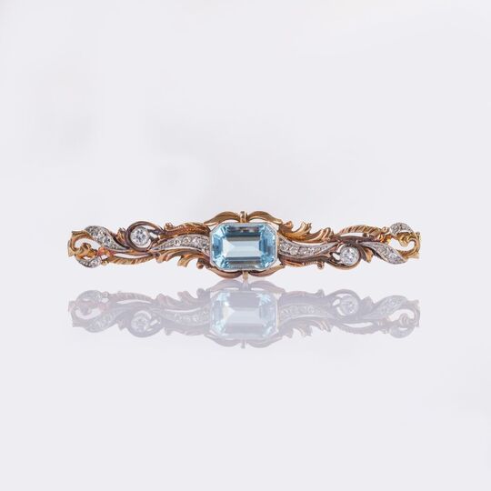 Aquamarine Diamond Brooch