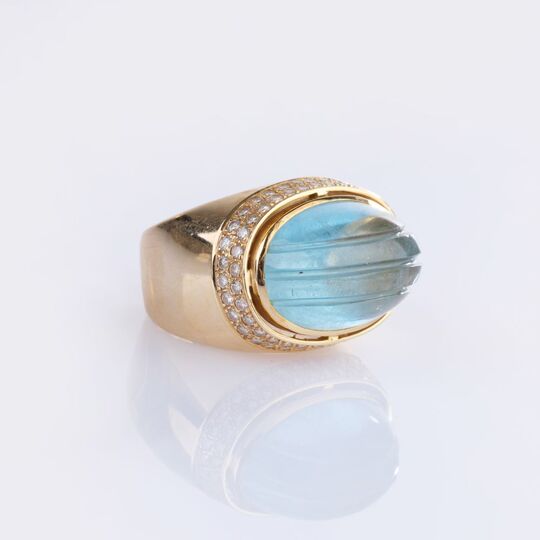 Aquamarine Diamond Ring