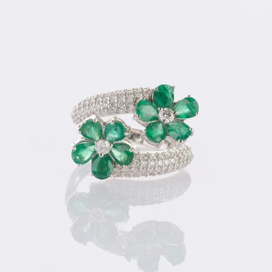 Smaragd Brillant Blütenring 'Fleur verte'