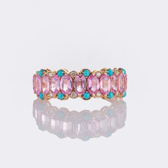 Pink Sapphire Ring with Turquoise