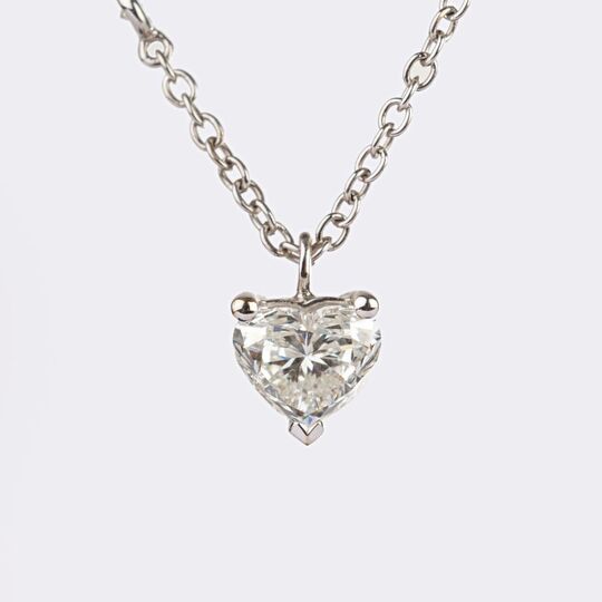 Petite Diamond Necklace with Solitaire Heart Diamond