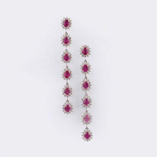 Pair of Ruby Diamond Earpendants