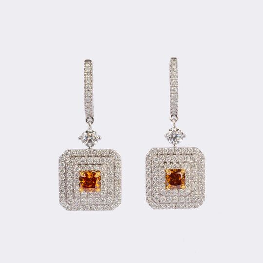 Pair of Fancy Diamond Earrings